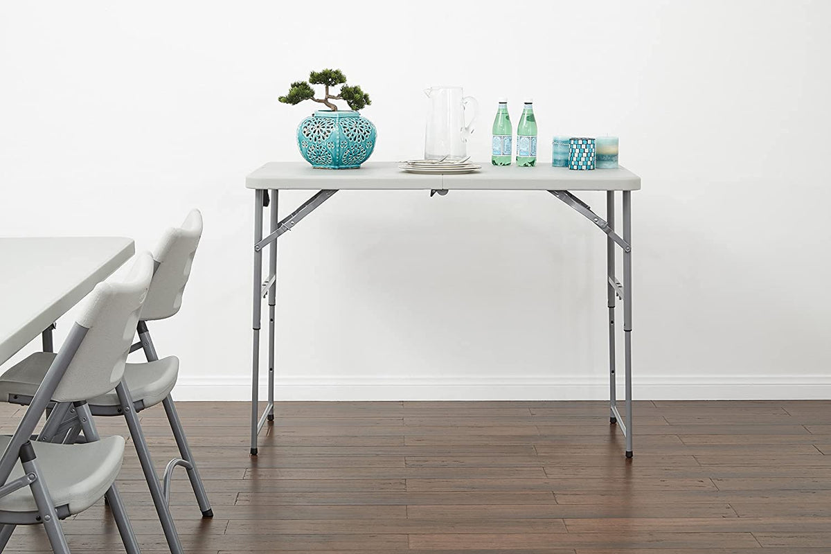Office Star Products BT04FA Height-Adjustable Folding Table 122cm Light Gray