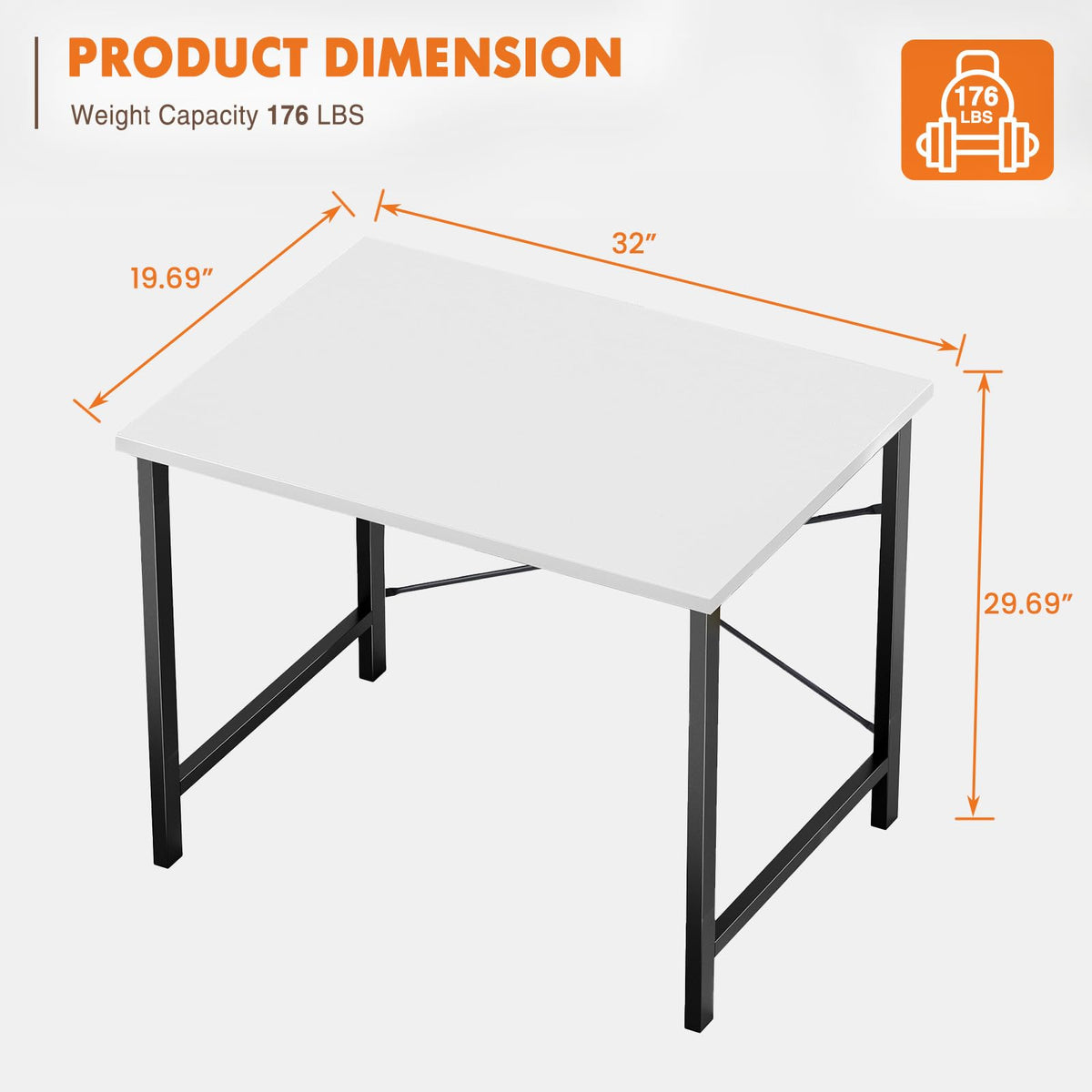 Sweetcrispy GDZ-31IN-BKWT Computer Desk 81.3cm White Black