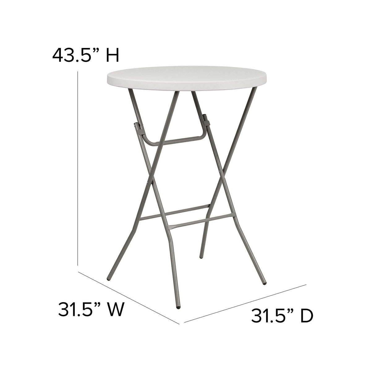 Flash Furniture RB-32RB-BAR-GW-GG Round Folding Bar Height Table 80cm Granite White