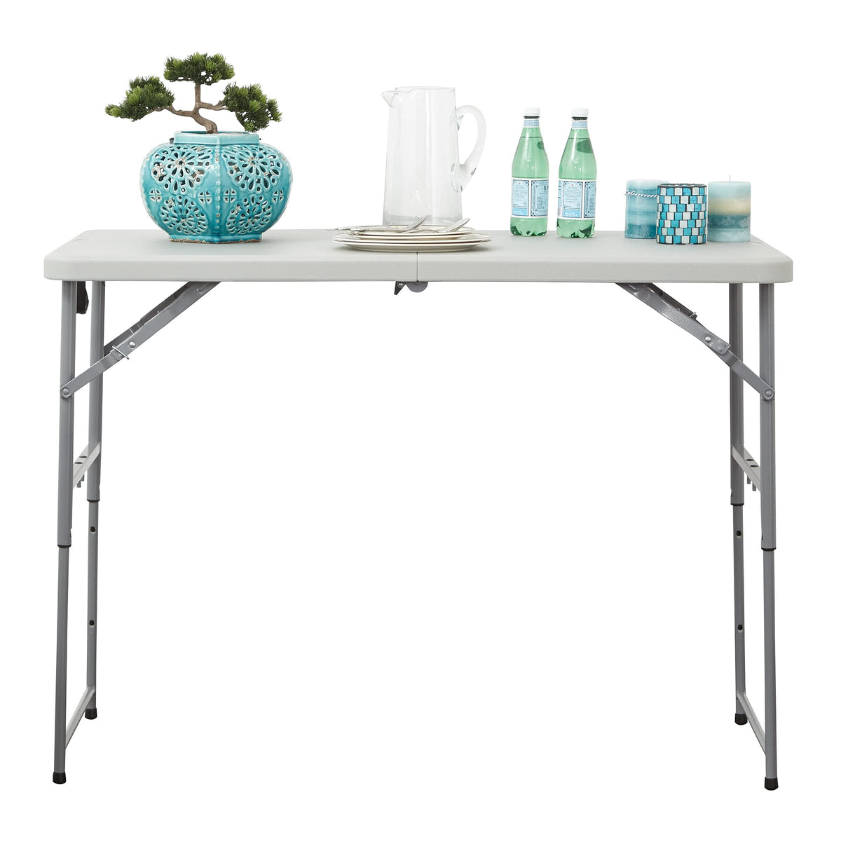 Office Star Products BT04FA Height-Adjustable Folding Table 122cm Light Gray